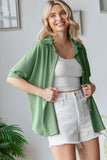 Crinkle Button Down Blouse