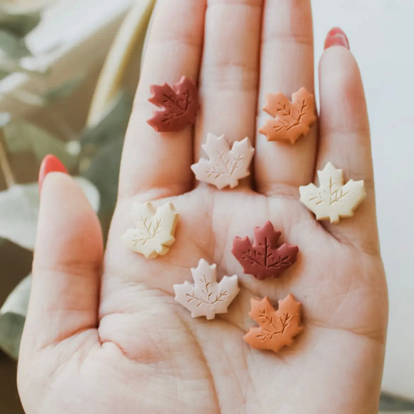 Clay Jewelry | Maple Leaf Studs