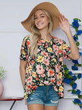 Black Floral Strapped Sleeve Top