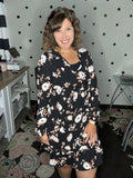 Black Floral Long Sleeve Dress