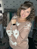 Taupe Floral Sweater