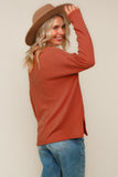 Ribbed Knit Collared Long Sleeve