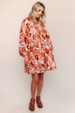 Rust Floral Swing Dress