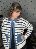 Stripes & Denim Sweater Cardigan