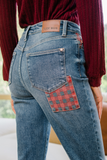 Judy Blue Plaid Patch Slim Fit