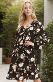 Black Floral Long Sleeve Dress