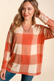 Rust & Taupe Checkered Top