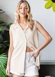 Sleeveless Button Up Top