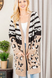 Stripe & Leopard Cozy Cardigan