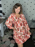 Rust Floral Swing Dress