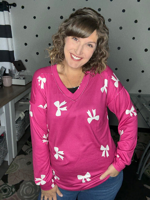 Magenta & Bows Long Sleeve