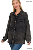 Black Cotton Gauze Button Down