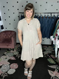 Washed Cotton V-Neck Dress