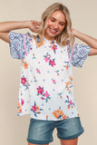 Ivory Floral Mock Neck Blouse