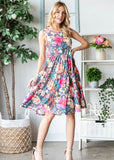 Charcoal Floral Tiered Tank Dress