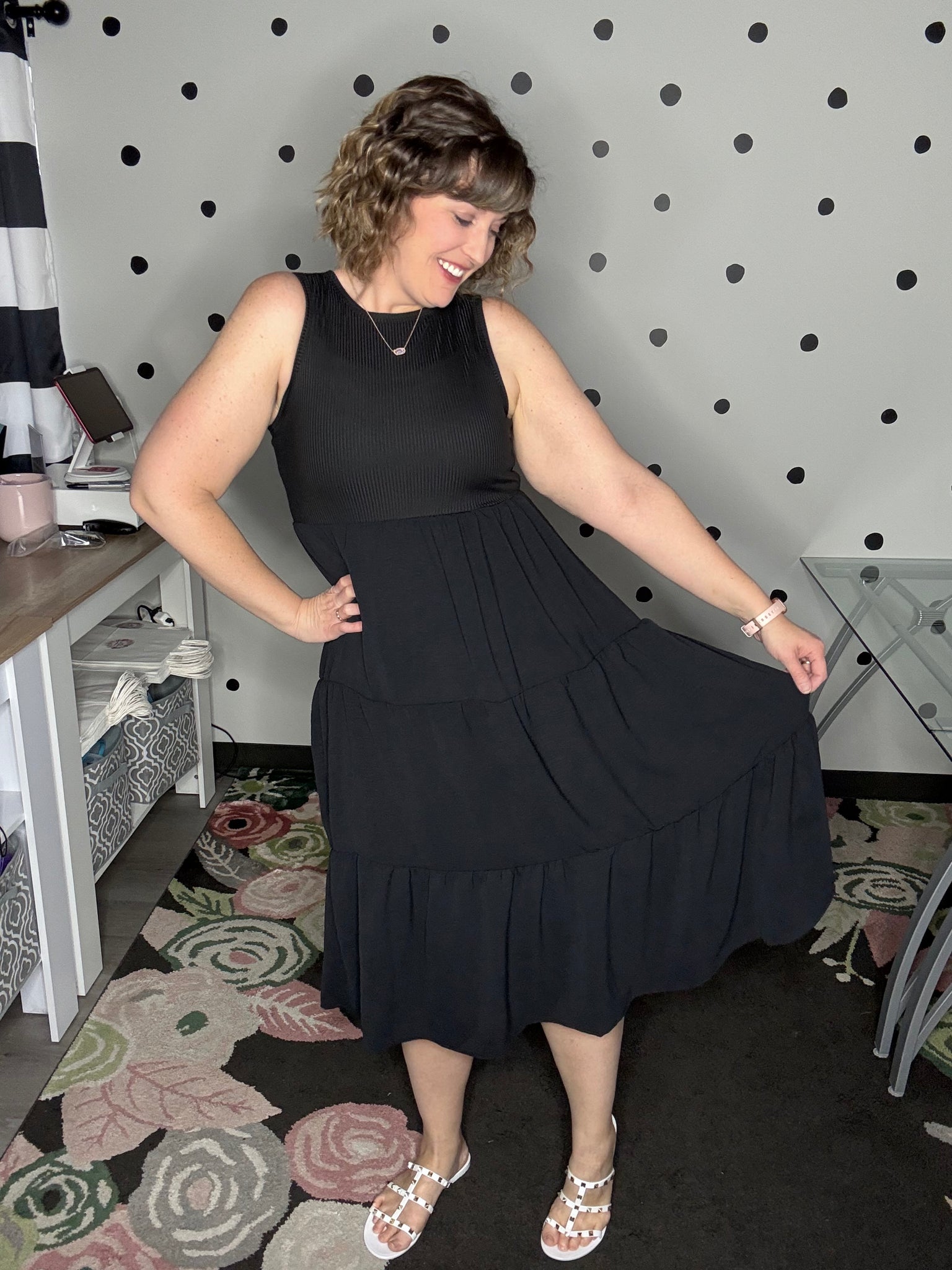 Black Midi Tank Dress S Black Midi Tank Dress S