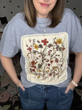 Grey Tee with Floral Patchwork