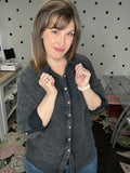 Black Cotton Gauze Button Down