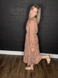 Caramel Dotted Midi Dress