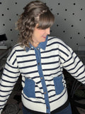 Stripes & Denim Sweater Cardigan