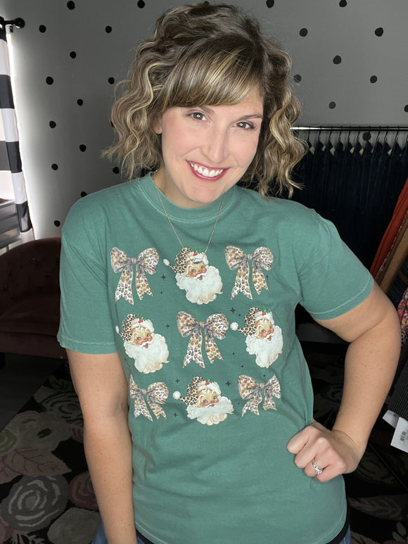 Santa Leopard Bows - Short Sleeve