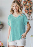 Ribbed Knit V-Neck