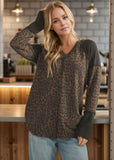 Leopard Ribbed Knit V-neck
