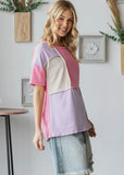 Pink Purple Color Block Tee