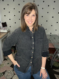 Black Cotton Gauze Button Down