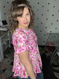 Buttery Soft Babydoll Top - Pink Floral