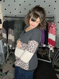 Charcoal Leopard Oatmeal V-neck