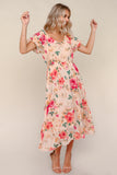 Blush Floral Chiffon Dress