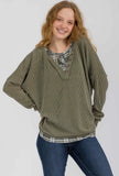 Olive & Plaid Henley Top