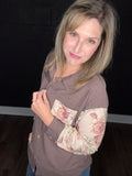 Brown & Floral Ribbed Shacket