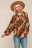 Fall Patchwork Peasant Top