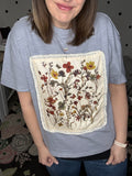 Grey Tee with Floral Patchwork