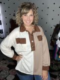 Brown Ivory Taupe Lightweight Pullover