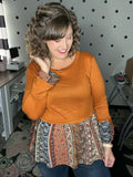 Bohemian Rust Babydoll Long Sleeve