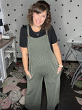Ribbed Knit Overall Jumpsuit