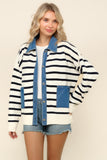 Stripes & Denim Sweater Cardigan