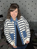 Stripes & Denim Sweater Cardigan