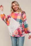 Checkered Color Block Pullover