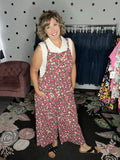 Charcoal Floral Wide Leg Jumpsuit