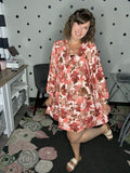 Rust Floral Swing Dress