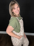 Oatmeal Floral Bib Overalls