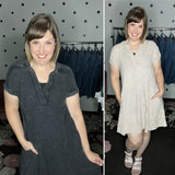 Washed Cotton V-Neck Dress