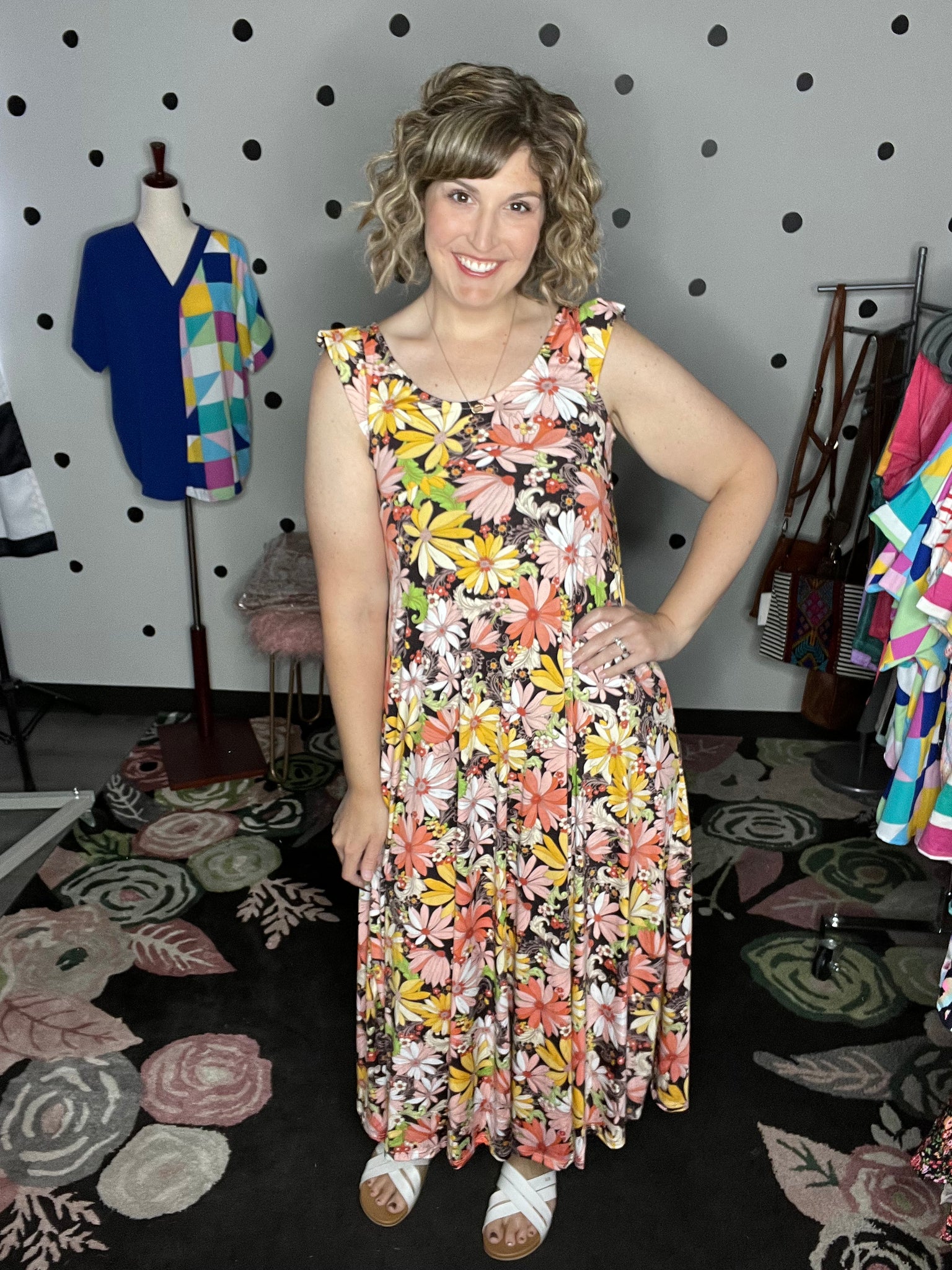 Orange Yellow Green Floral Maxi Dress 3X Orange Yellow Green Floral Maxi Dress 3X