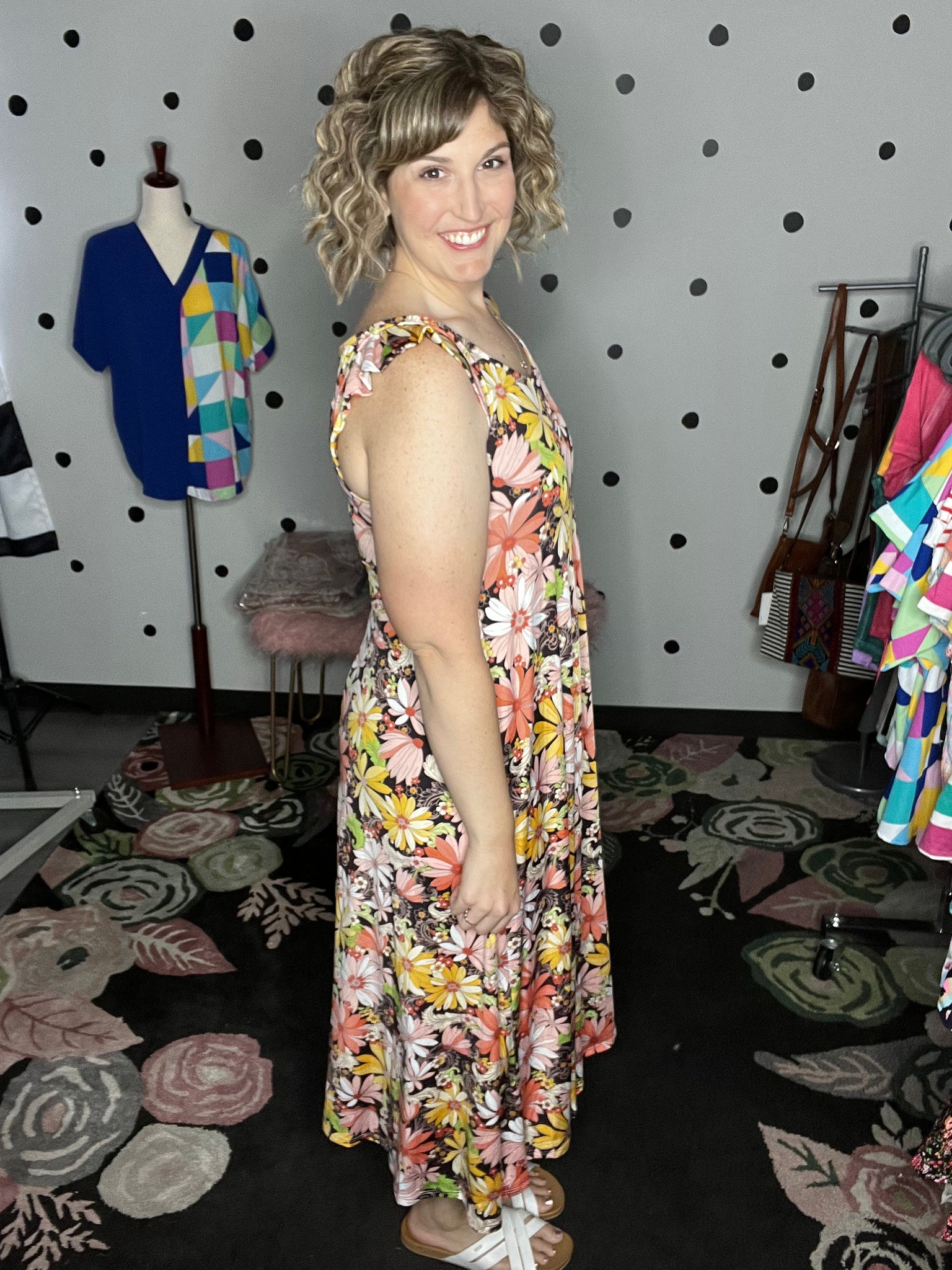 Orange Yellow Green Floral Maxi Dress 3X Orange Yellow Green Floral Maxi Dress 3X