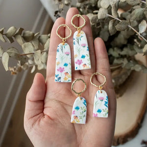 Clay Jewelry | Floral Printed Dangles