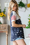 Stars & Stripes Contrast Button Up Tee